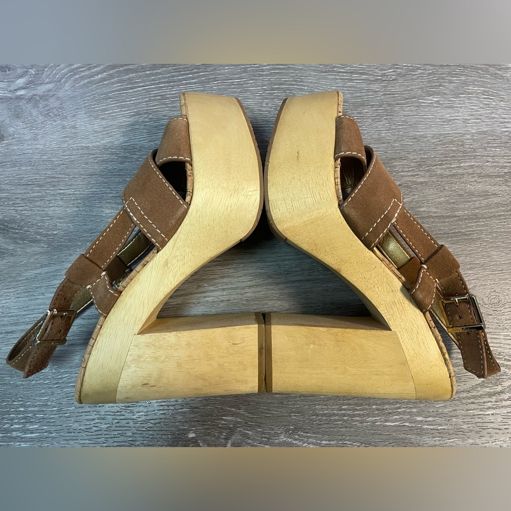 Sam Edelman Brown Suede Platform Sandal Heels - Picture 5 of 13